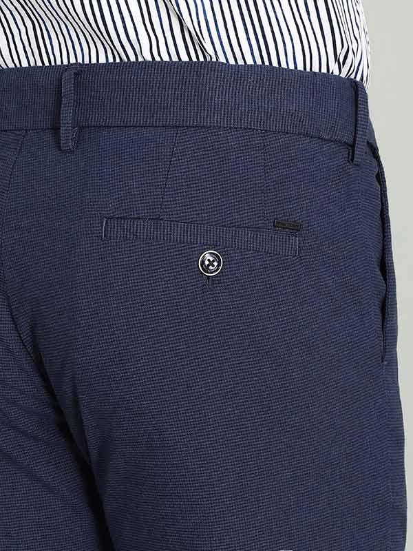 Indian Terrain Men's Slim Fit Solid Navy Trousers